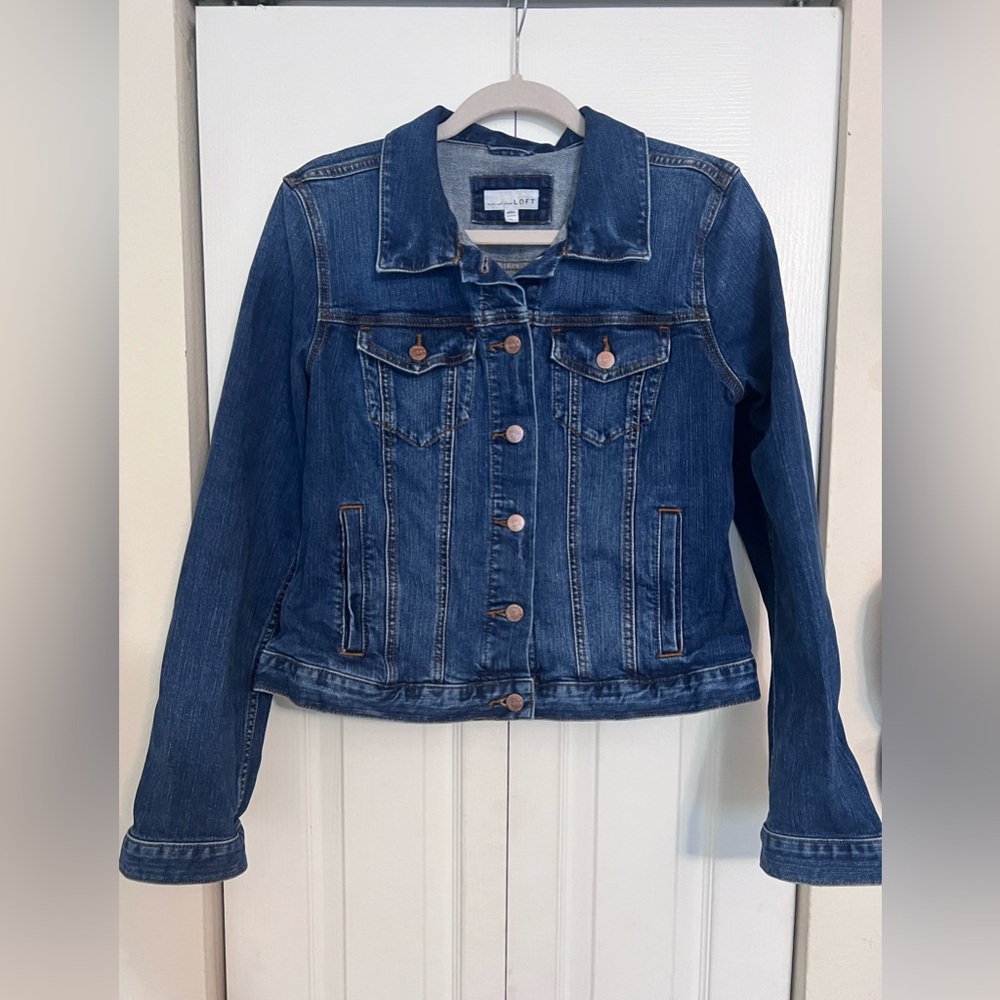 LOFT Dark Blue Denim Jacket - Picture 3 of 5